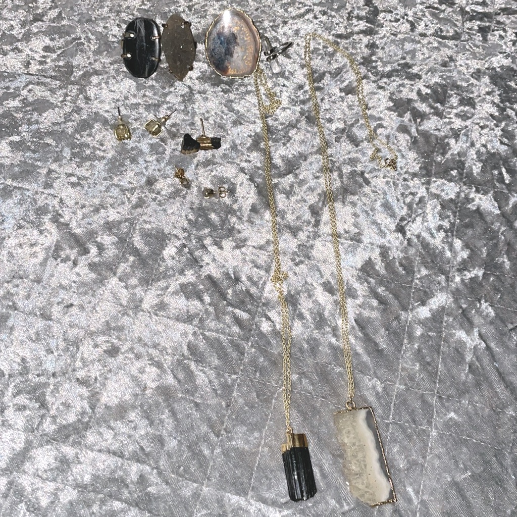 Bundle Etsy Druzy And Stone Marble -2 Necklaces 4 Rings And 3 Pairs Earrings 17$